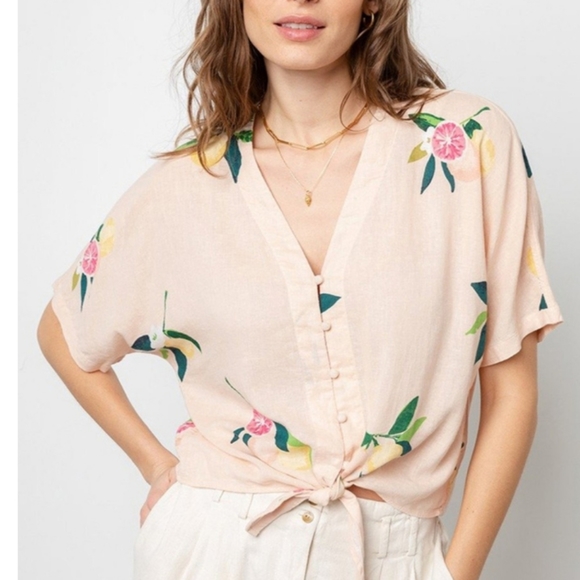 NWT Rails Tie Front Citrus Floral Top - Picture 2 of 4